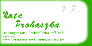 mate prohaszka business card
